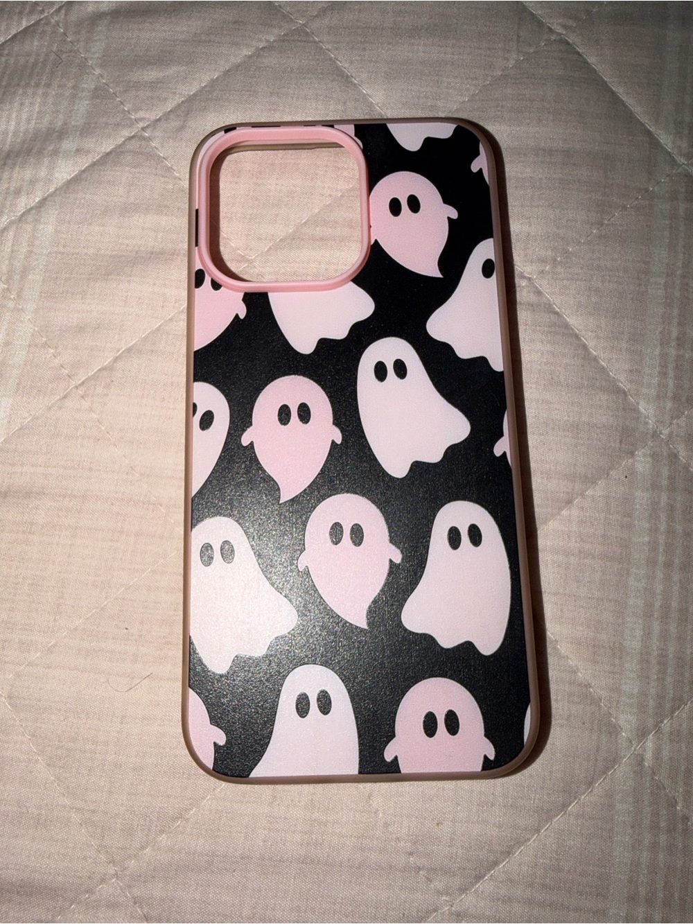 Pink Ghost Pattern IPhone 15 Pro Max Case